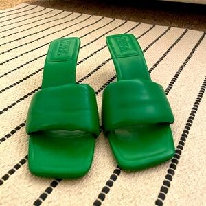 Zara green bottega kitten heels